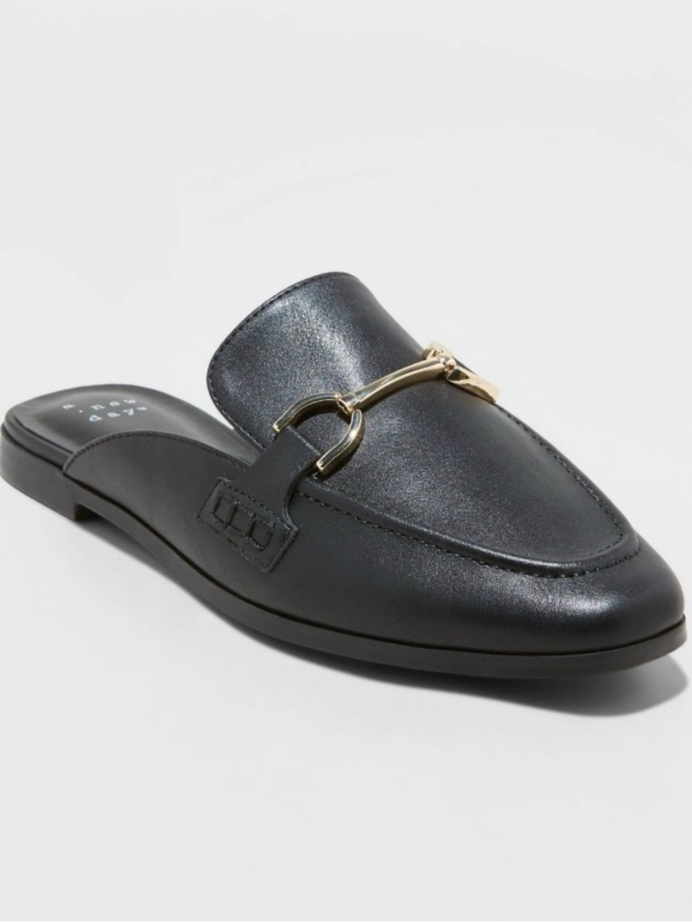 a new day Black Slip-On Mule with Gold Bit Accent